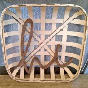Whitewash Tobacco Basket "hi" 16x16x4 in LNC
